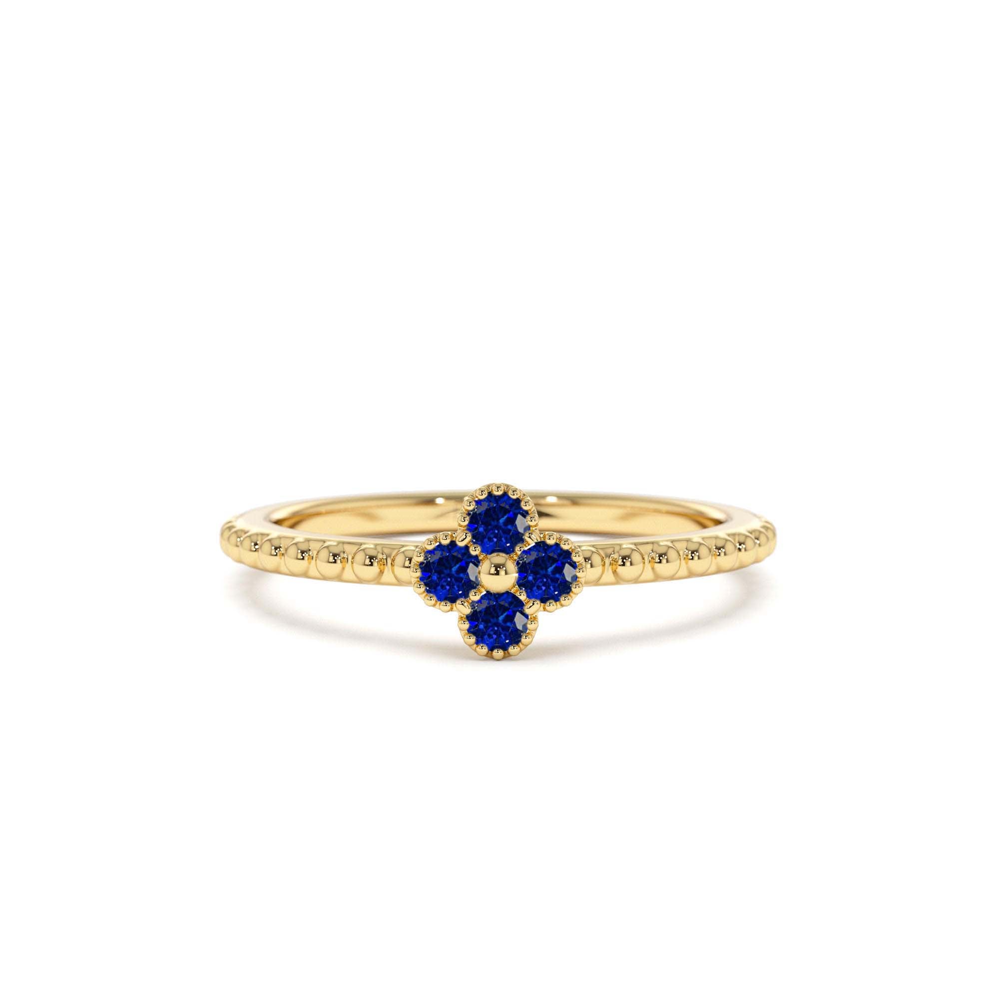 14K Sapphire Clover Ring by Orlina Fine