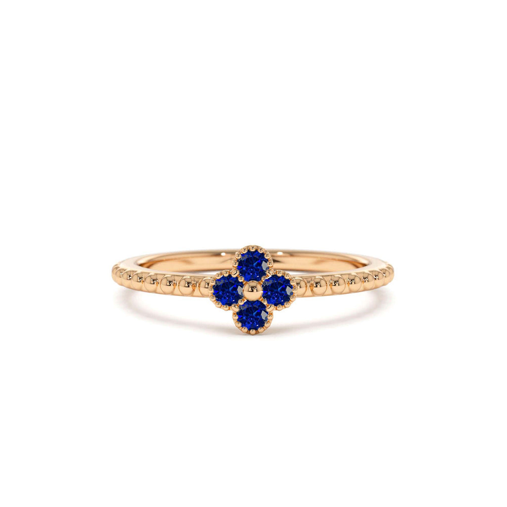 14K Sapphire Clover Ring - view 2