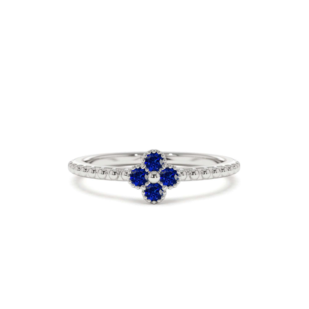 14K Sapphire Clover Ring - view 3
