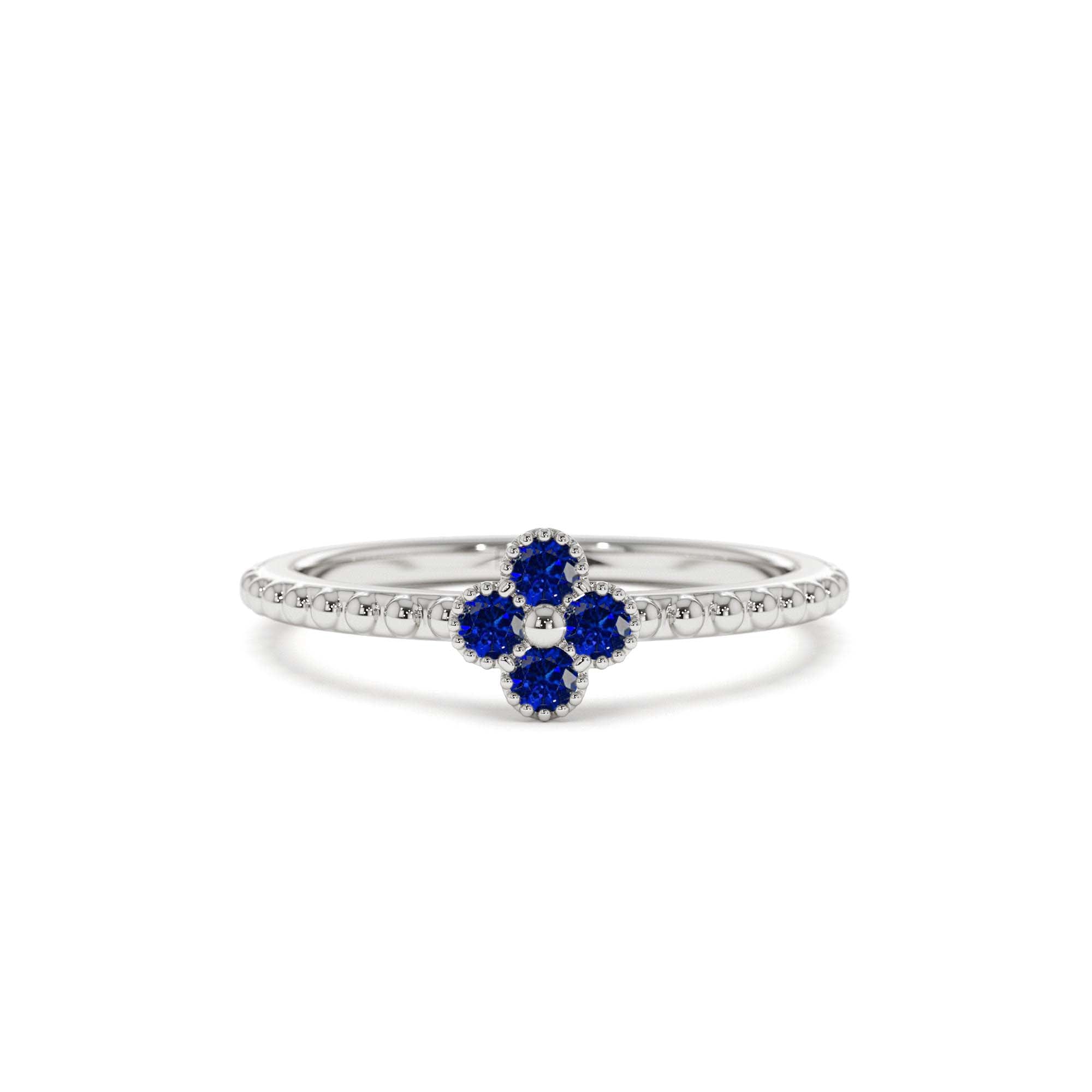 14K Sapphire Clover Ring - view 3
