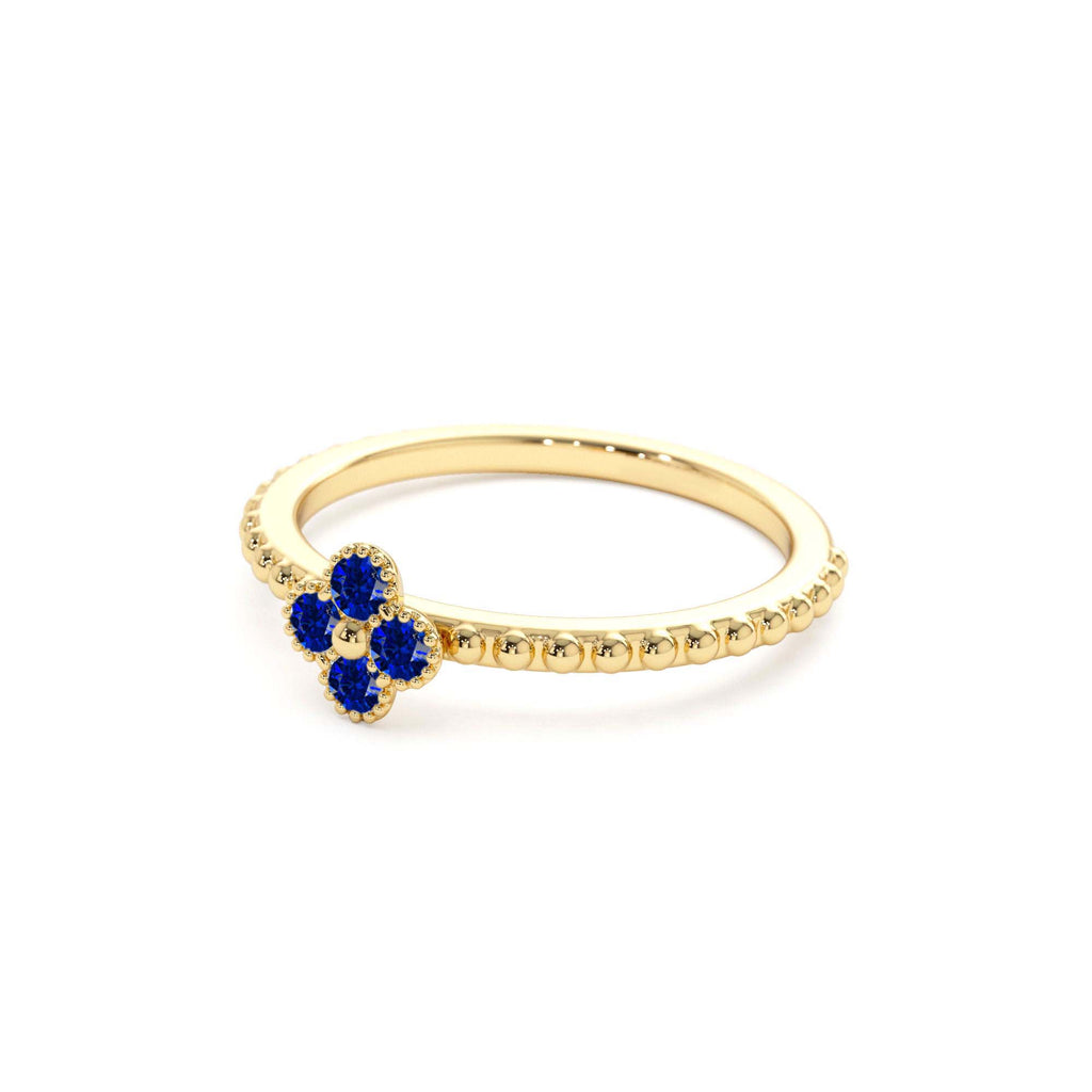 14K Sapphire Clover Ring - view 4