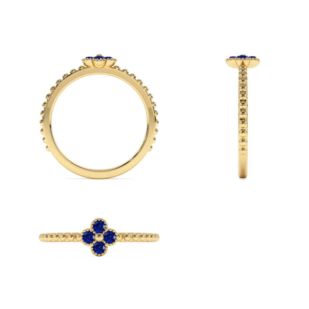 14K Sapphire Clover Ring - view 5