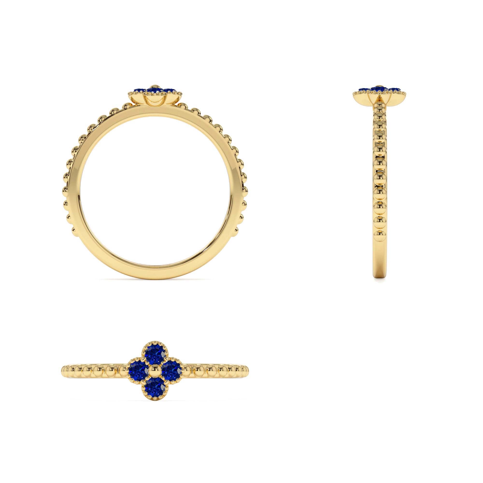 14K Sapphire Clover Ring - view 5