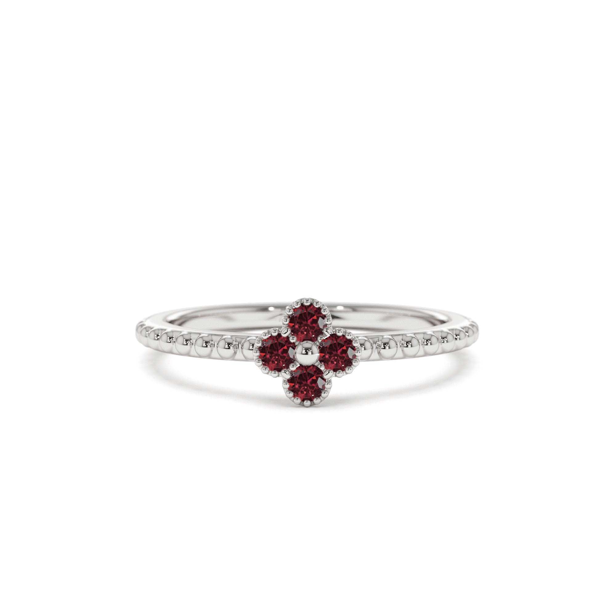 14K Ruby Clover Ring - view 3