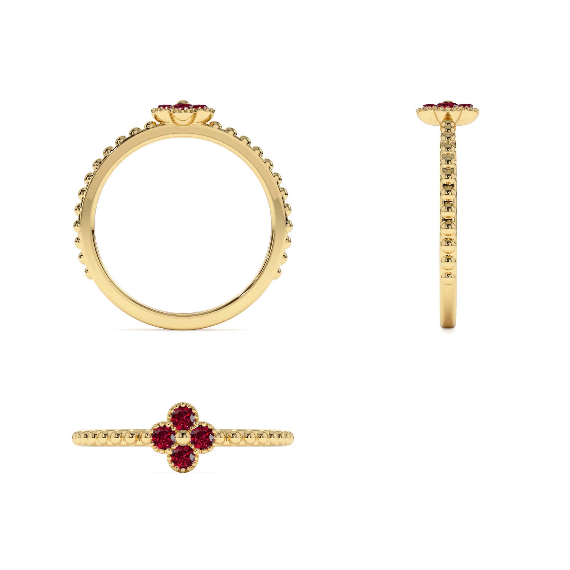 14K Ruby Clover Ring - view 4