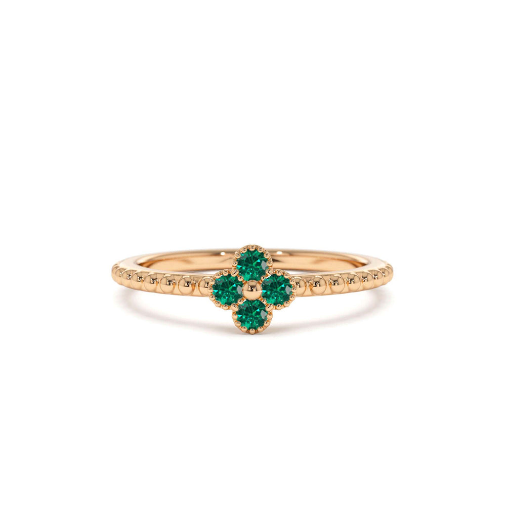 14K Emerald Clover Ring - view 2