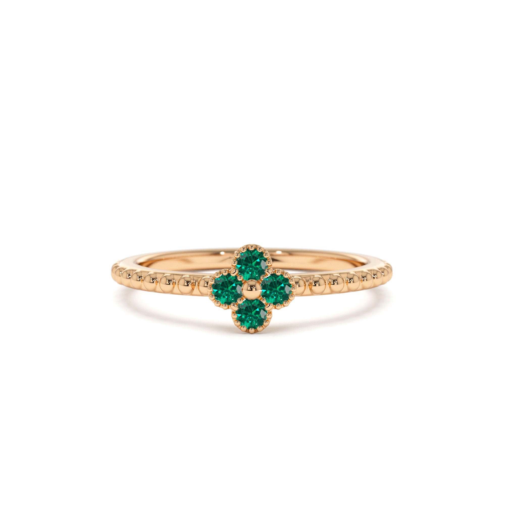 14K Emerald Clover Ring - view 2
