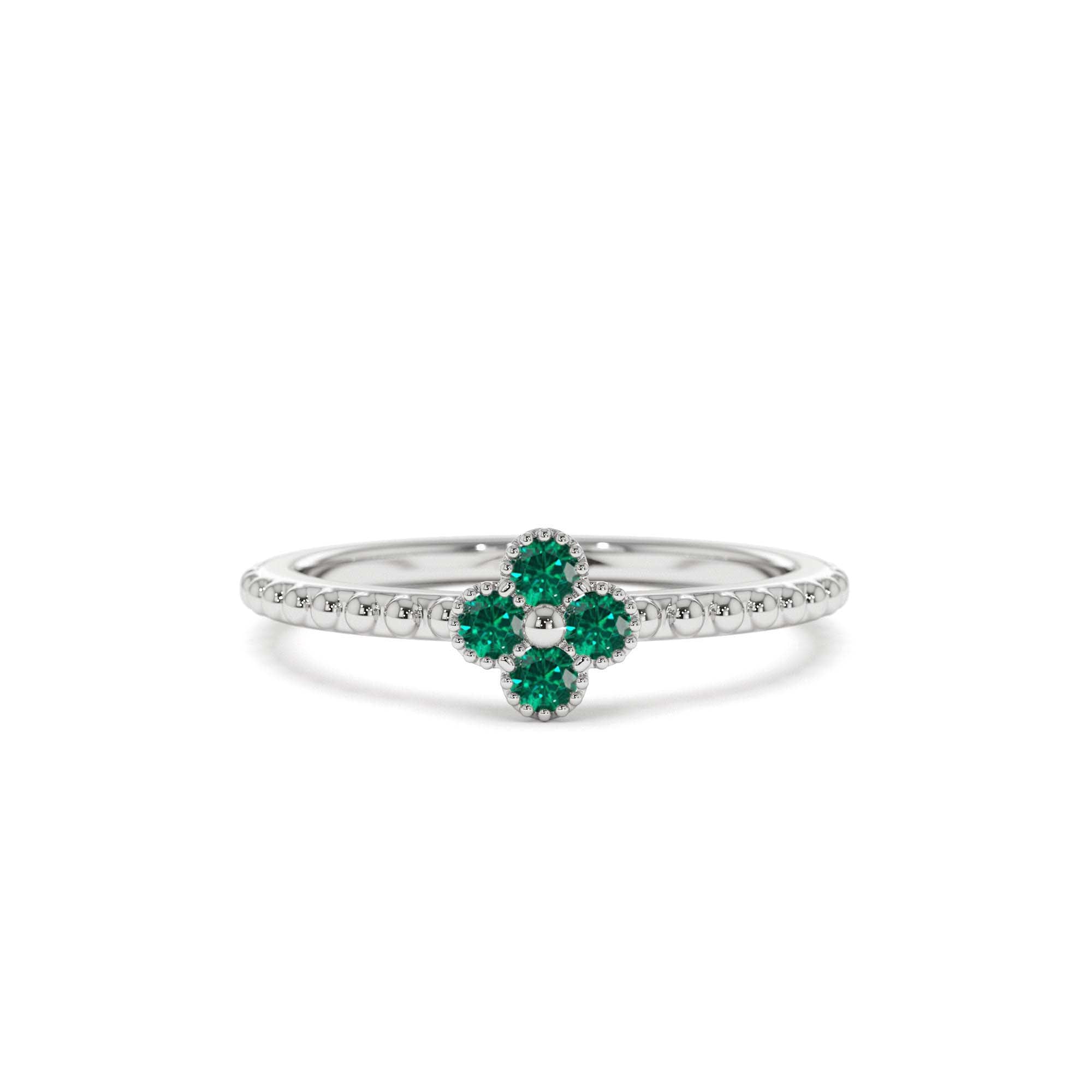14K Emerald Clover Ring - view 3