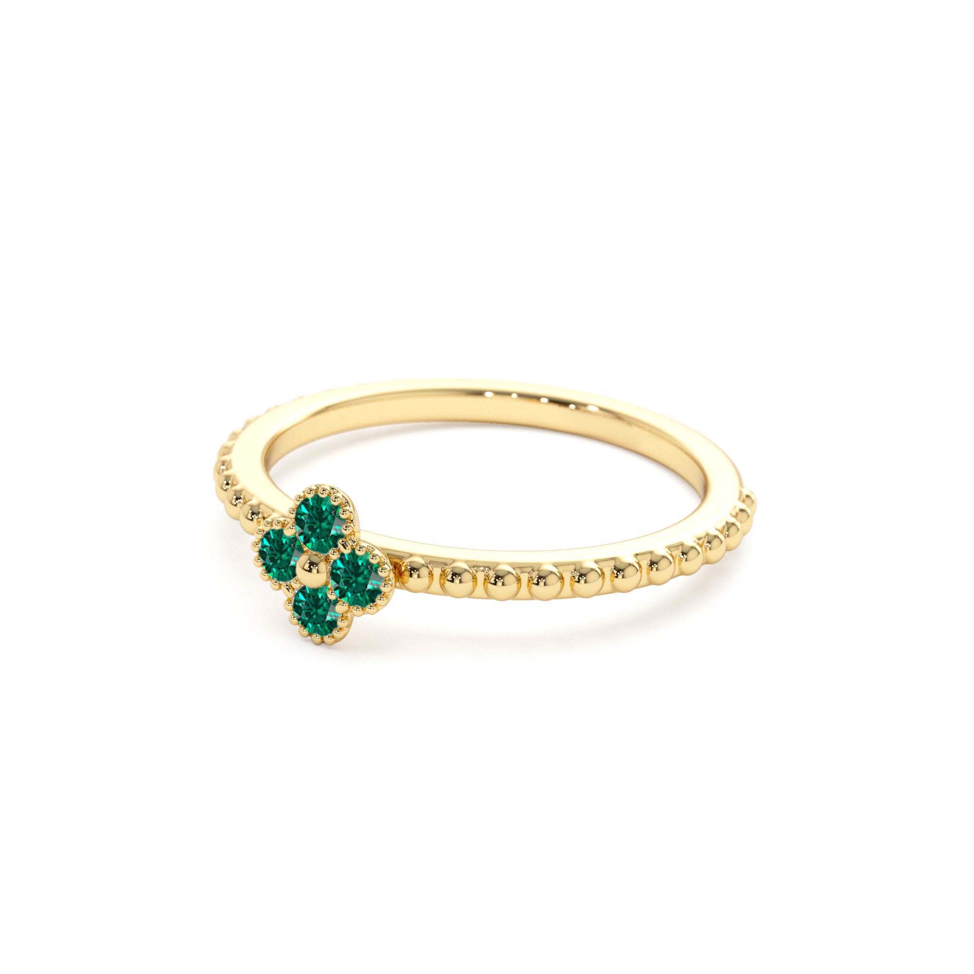 14K Emerald Clover Ring - view 4
