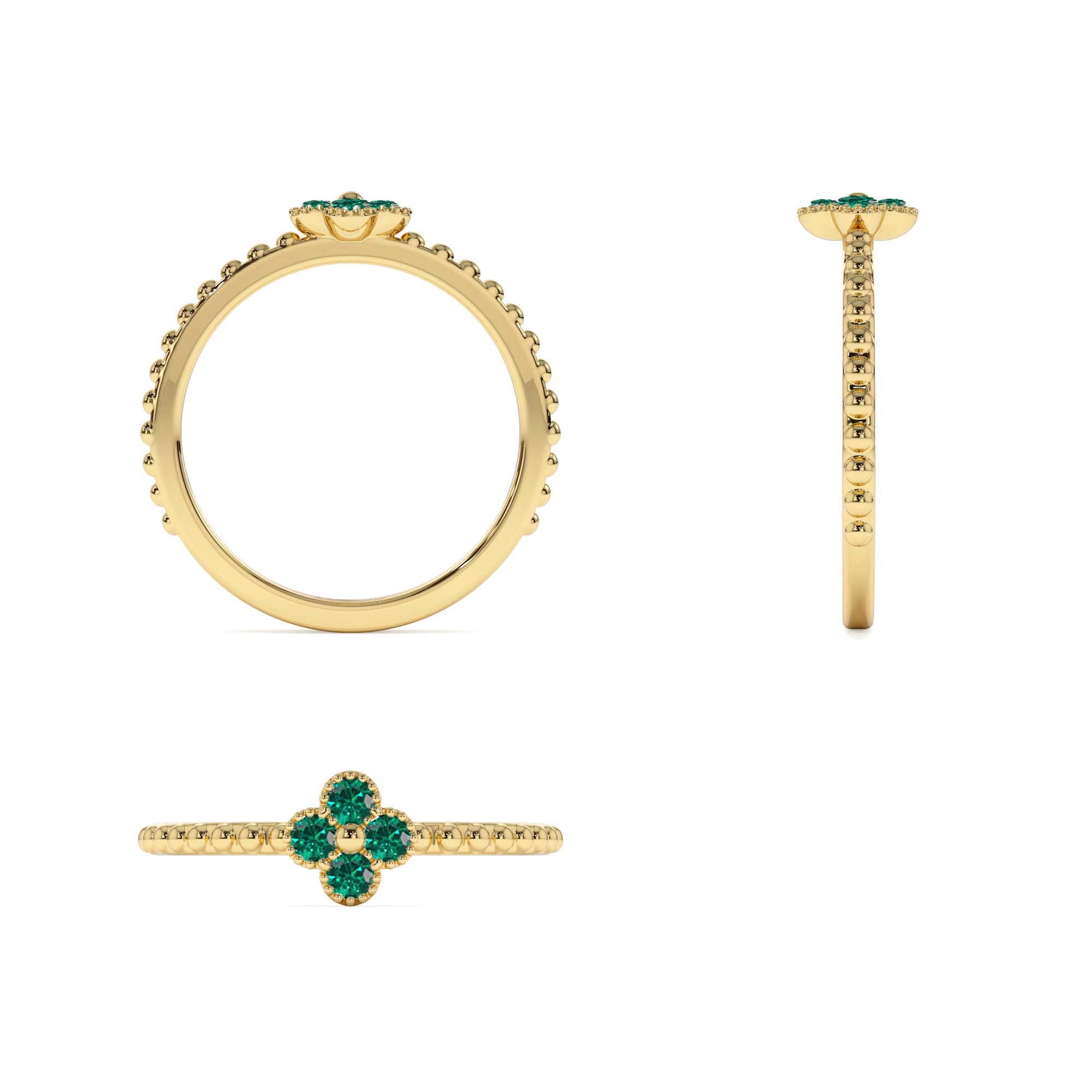 14K Emerald Clover Ring - view 5