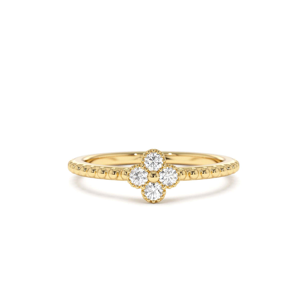 14K Diamond Clover Ring by Orlina Fine