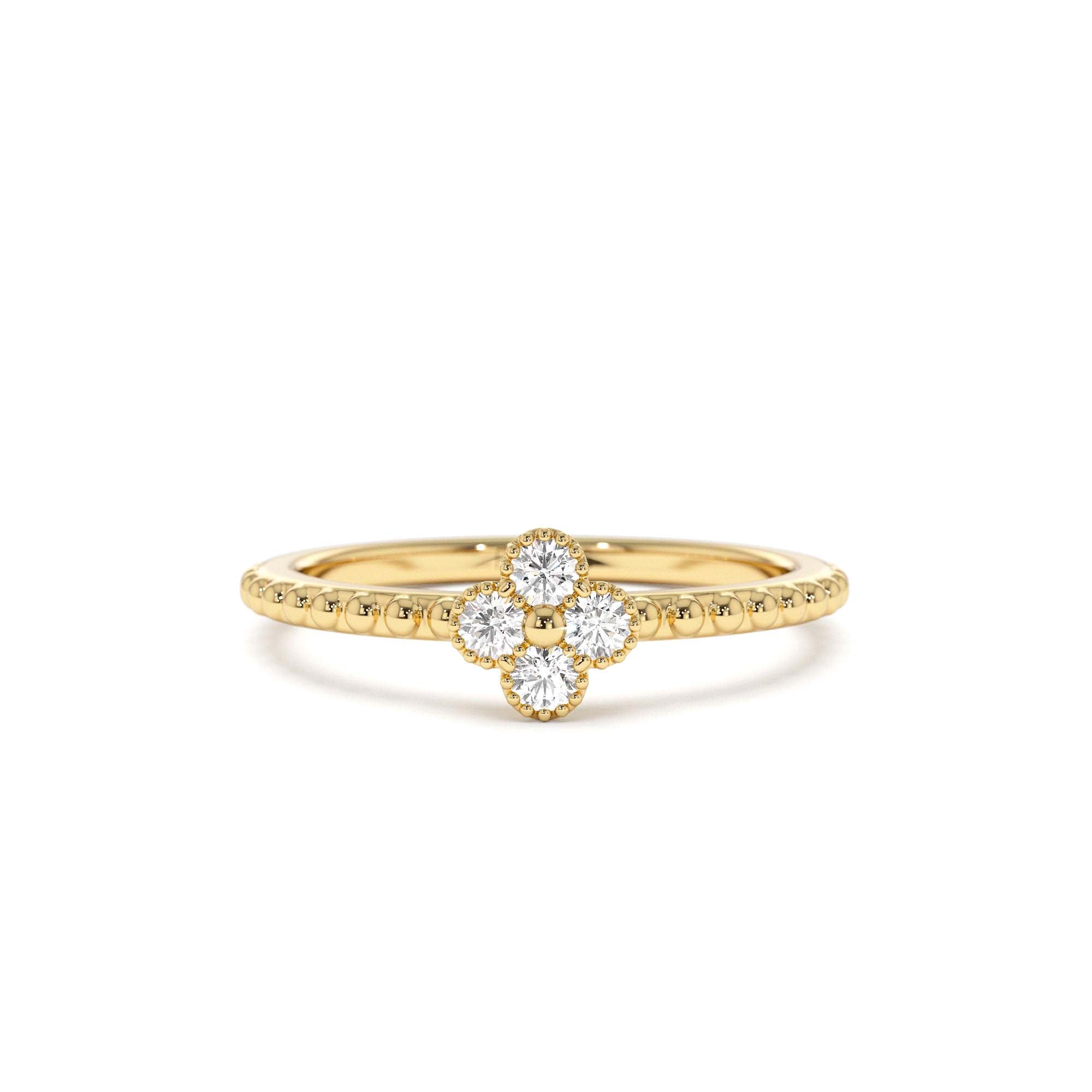 14K Diamond Clover Ring by Orlina Fine