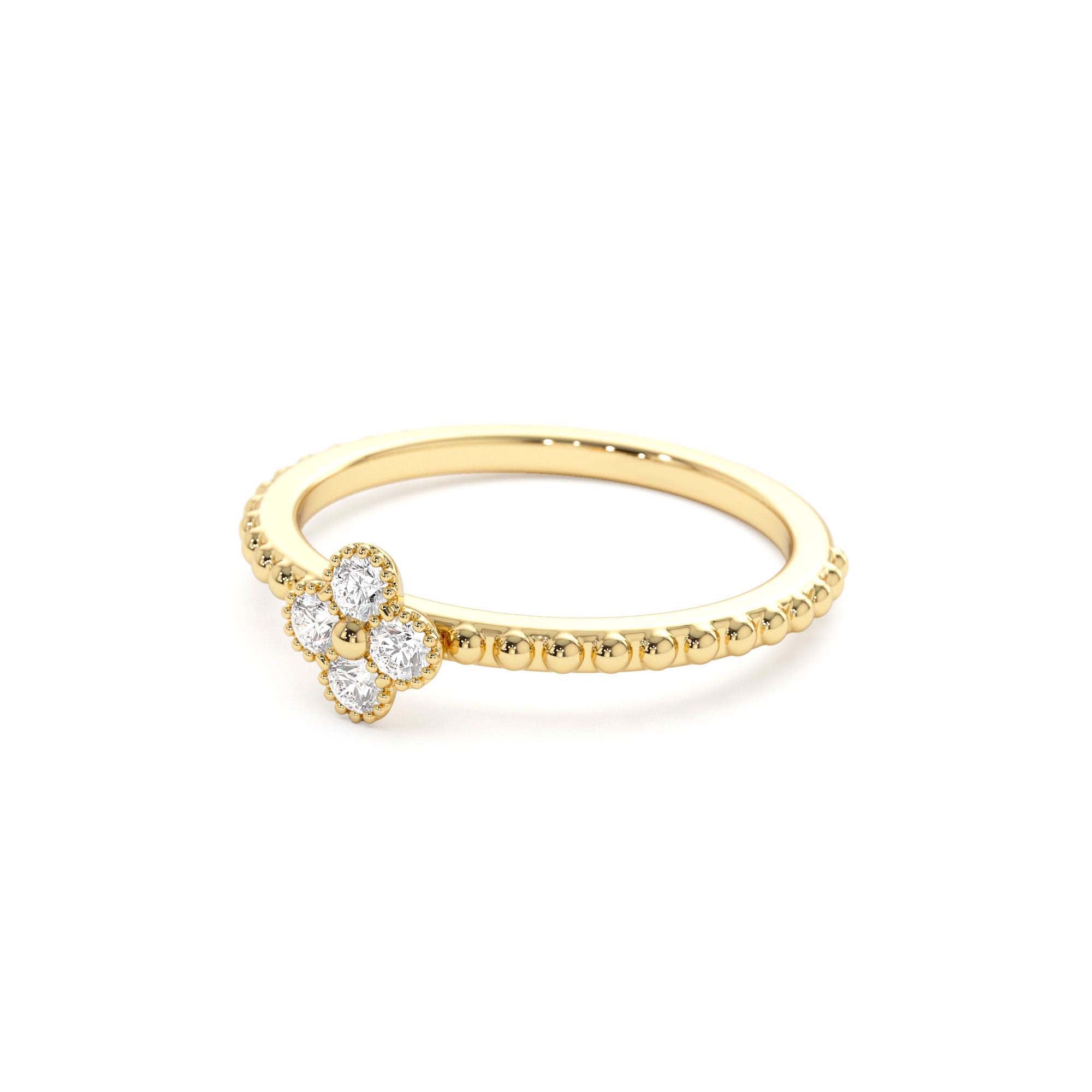 14K Diamond Clover Ring - view 3