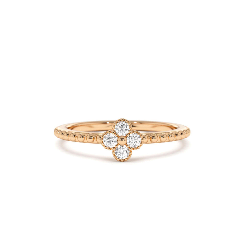 14K Diamond Clover Ring - view 4