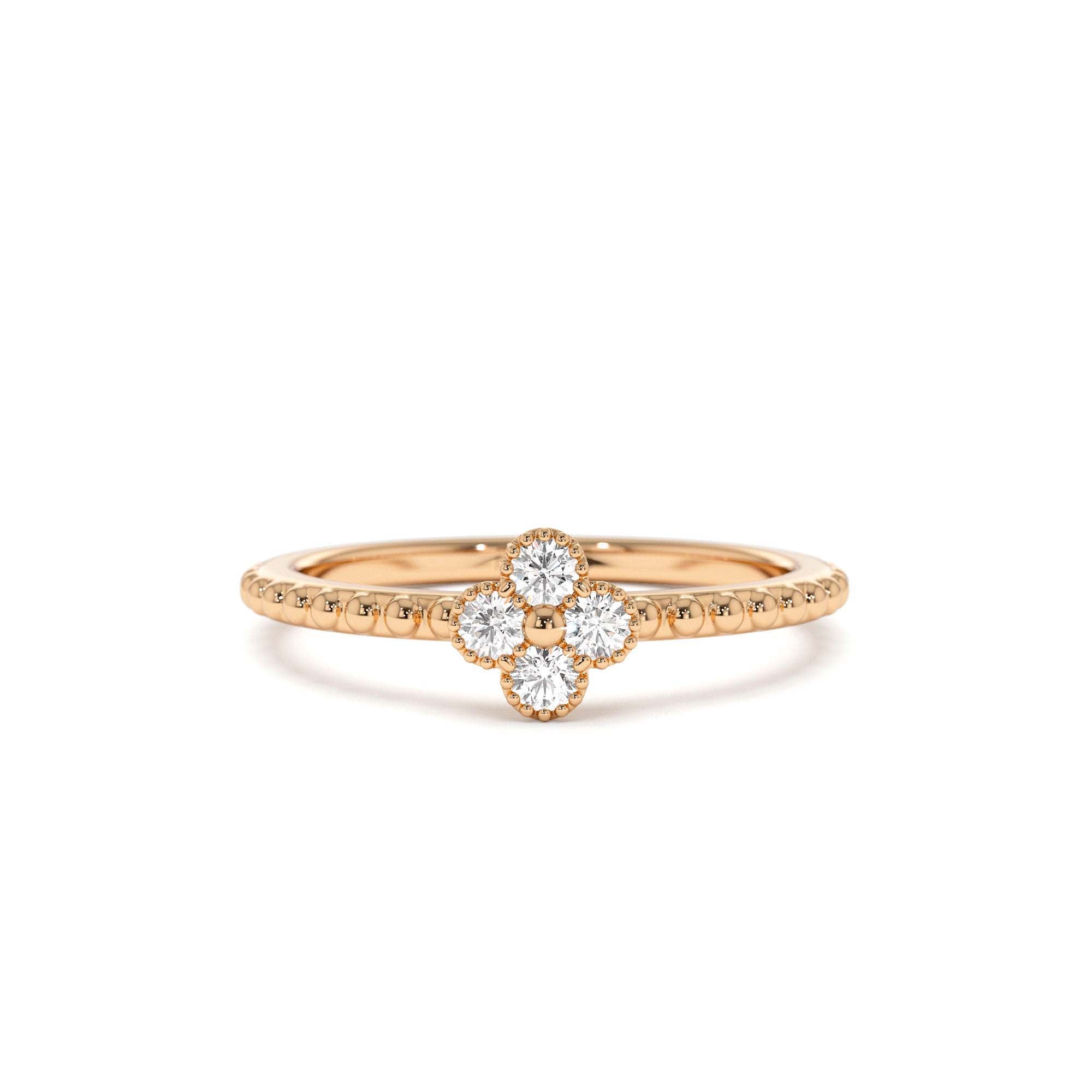 14K Diamond Clover Ring - view 4