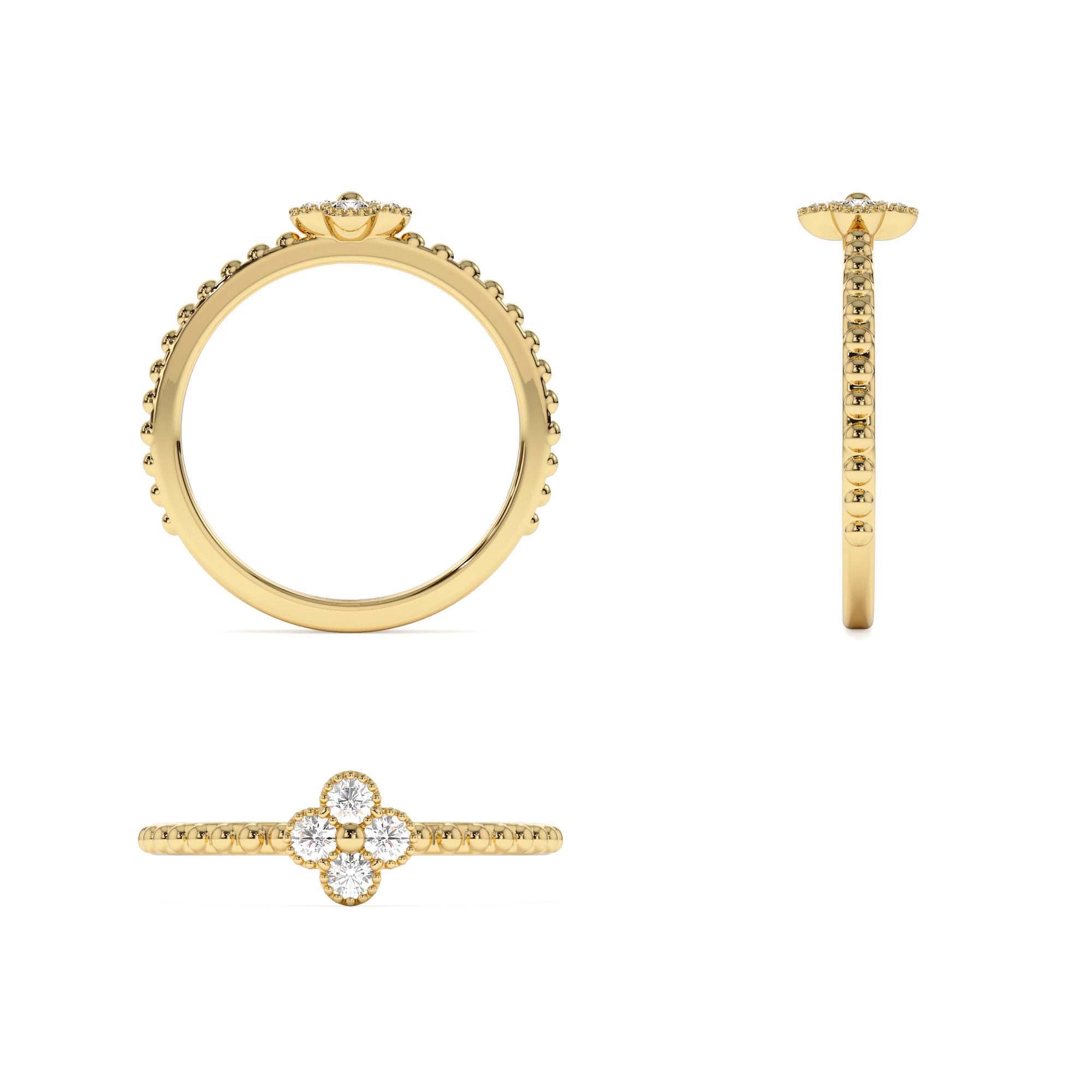 14K Diamond Clover Ring - view 5