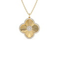 14K Gold Textured Diamond Clover Charm Pendant by Orlina Fine
