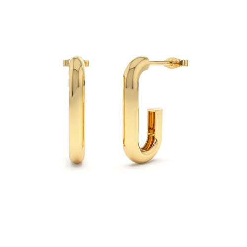 14K Bold Paper Clip Hoop Earrings by Orlina Fine