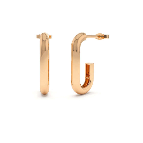 14K Bold Paper Clip Hoop Earrings - view 2