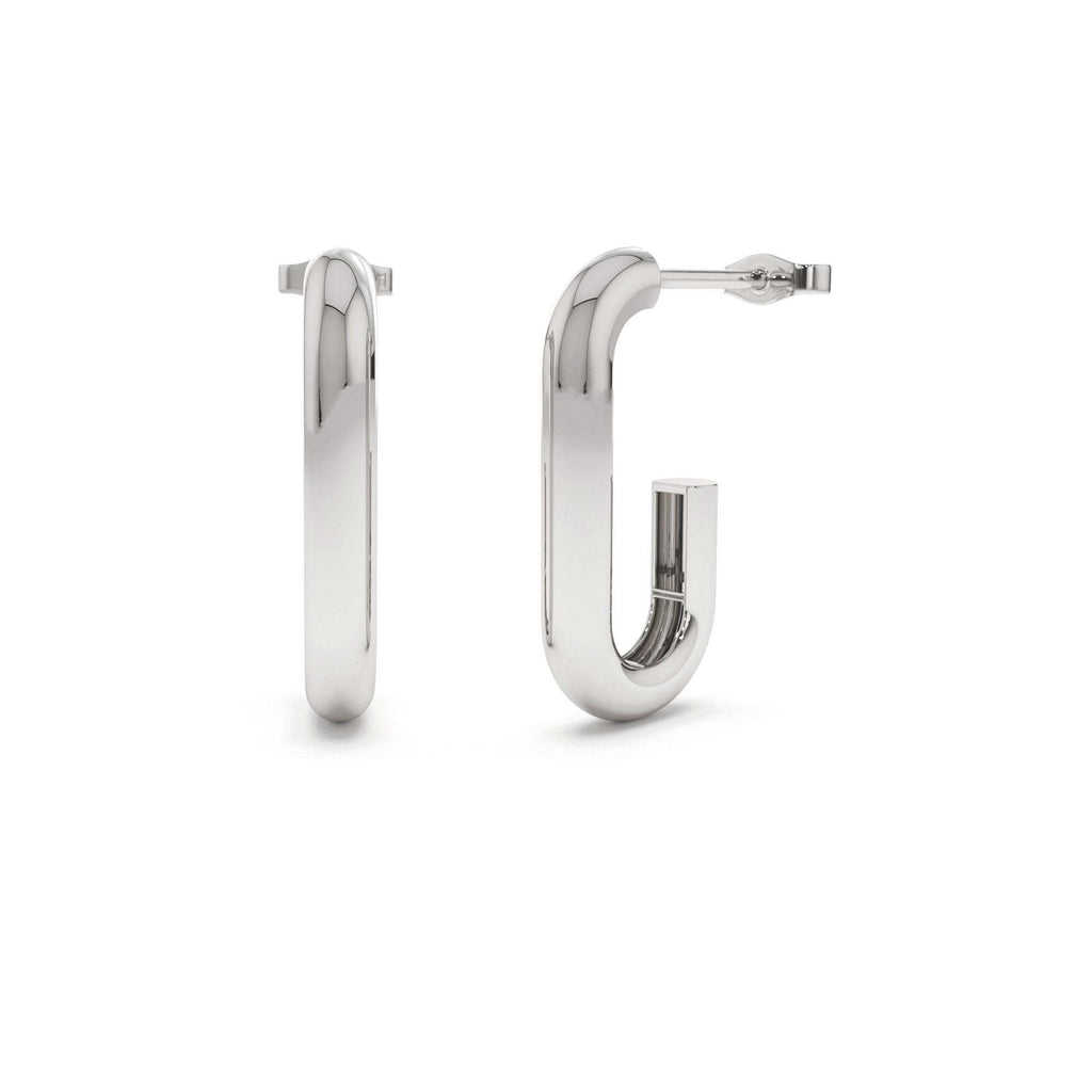 14K Bold Paper Clip Hoop Earrings - view 3