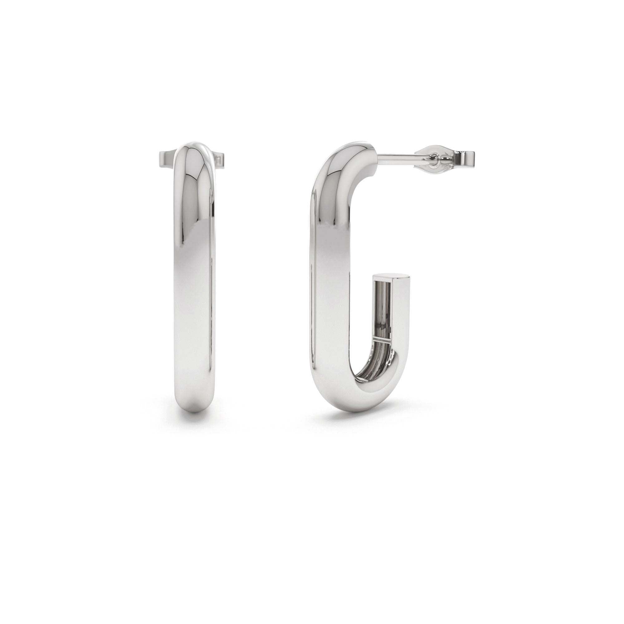 14K Bold Paper Clip Hoop Earrings - view 3