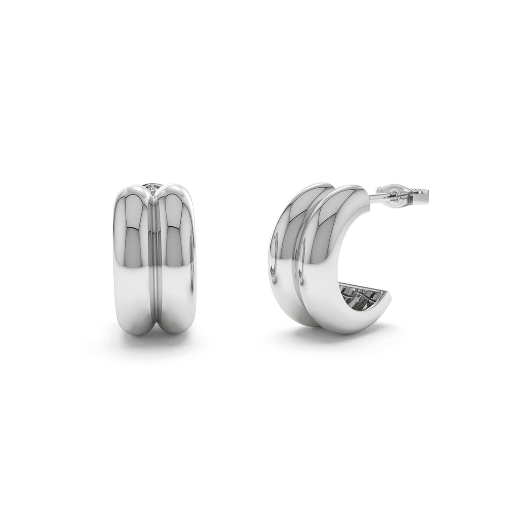 14K Solid Gold Twin C Hoops - view 3