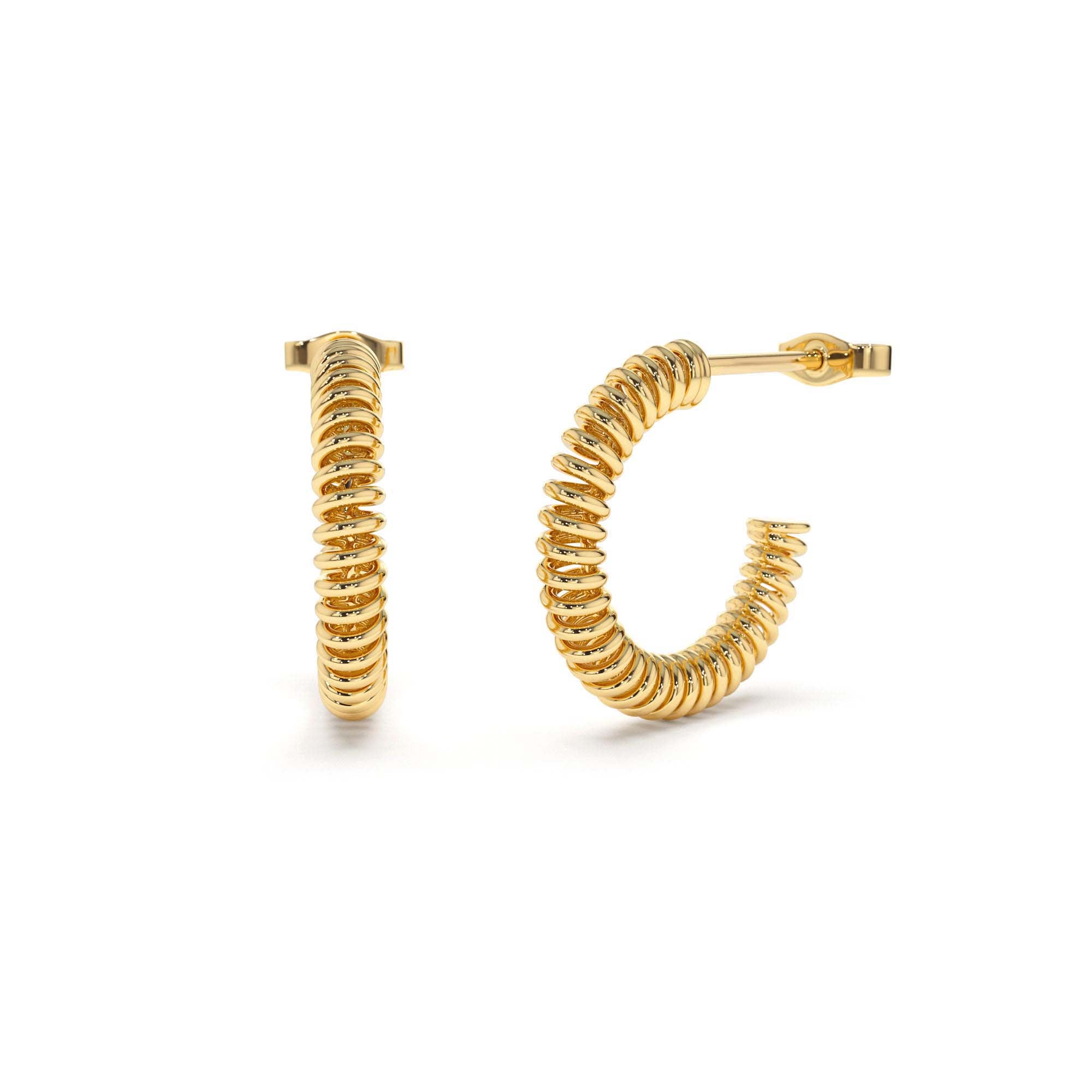 14K Unique Spiral C-Hoop Earring by Orlina Fine