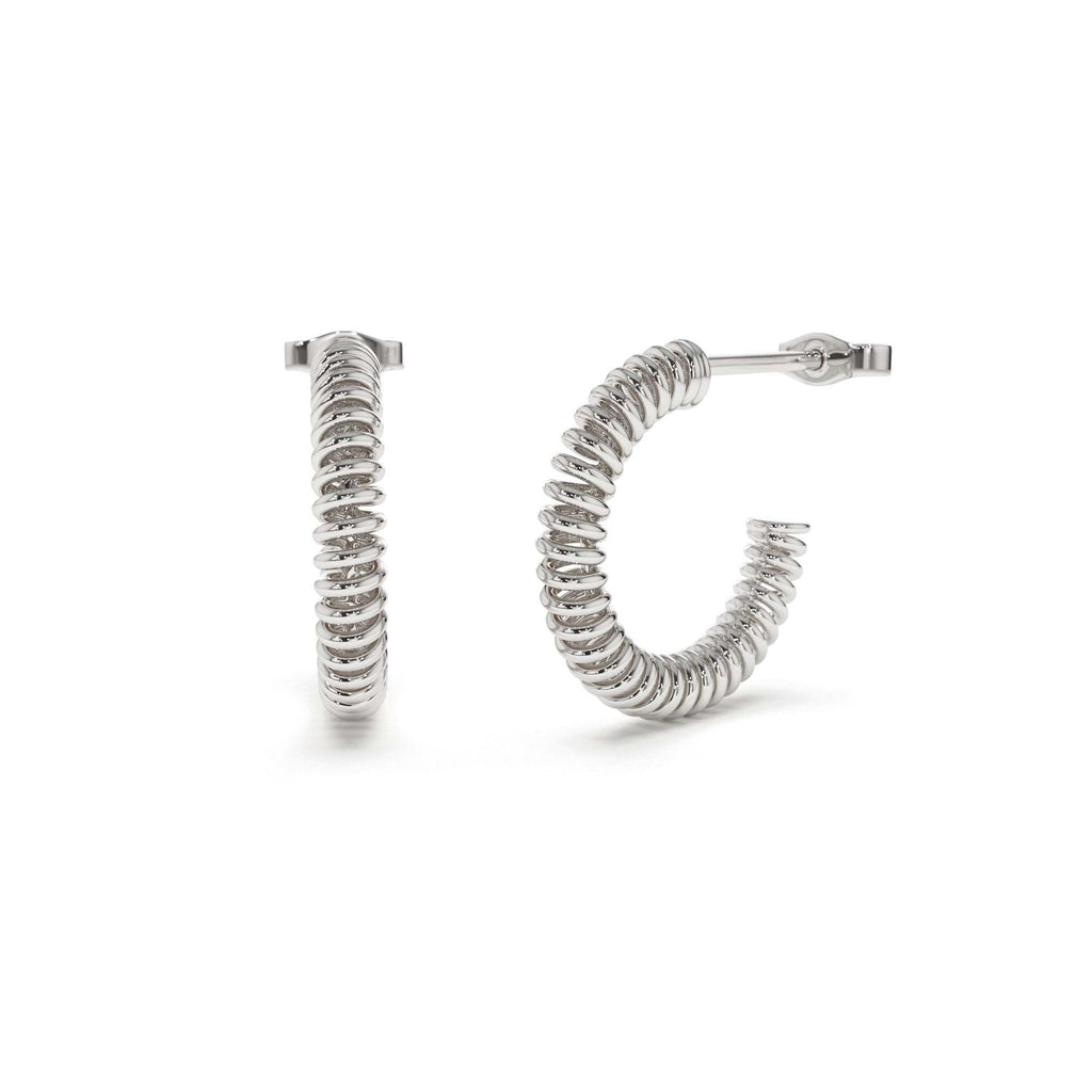 14K Unique Spiral C-Hoop Earring - view 2