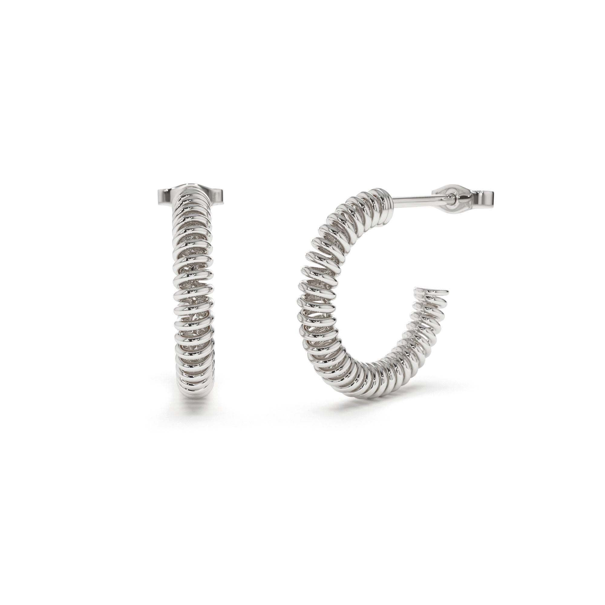 14K Unique Spiral C-Hoop Earring - view 2