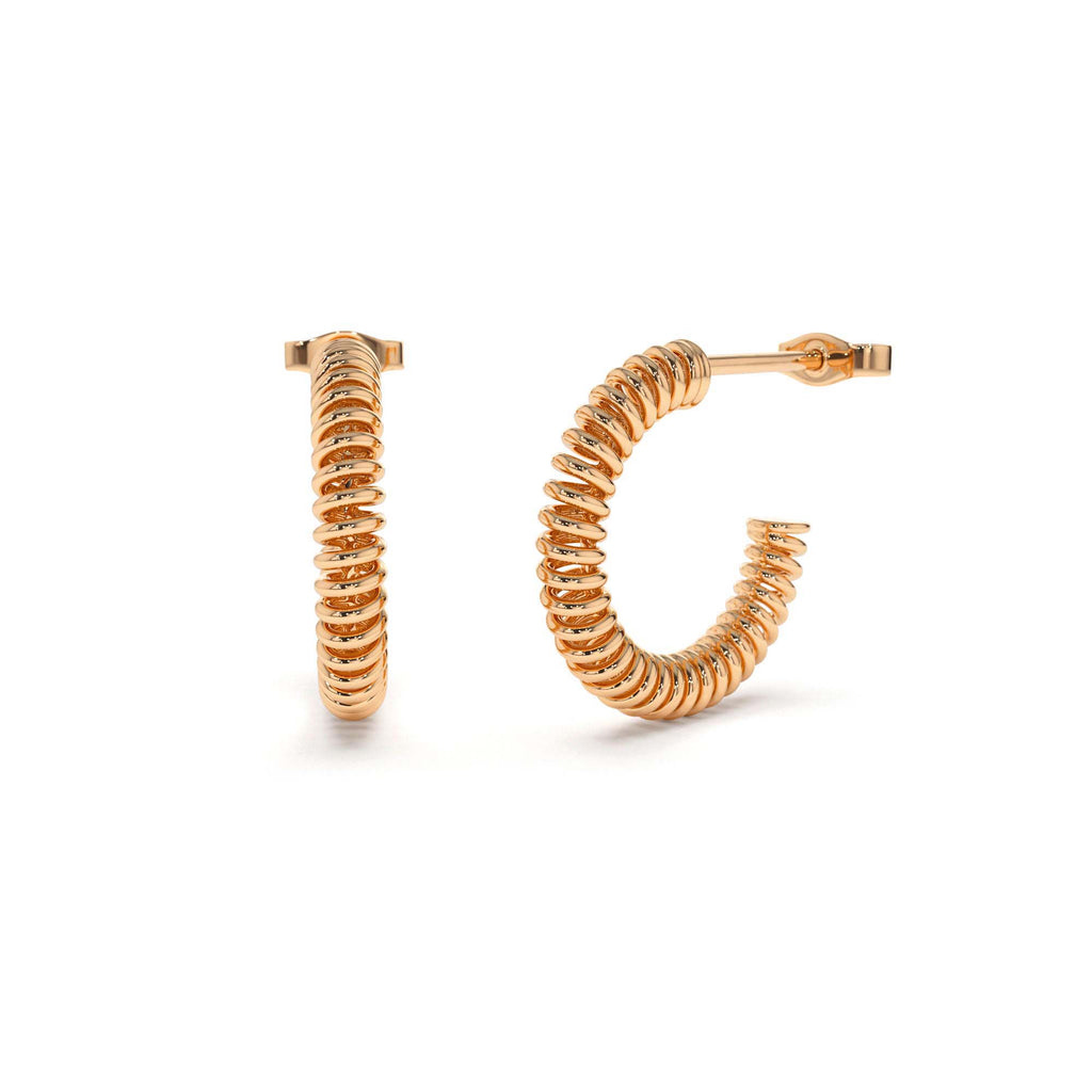 14K Unique Spiral C-Hoop Earring - view 3