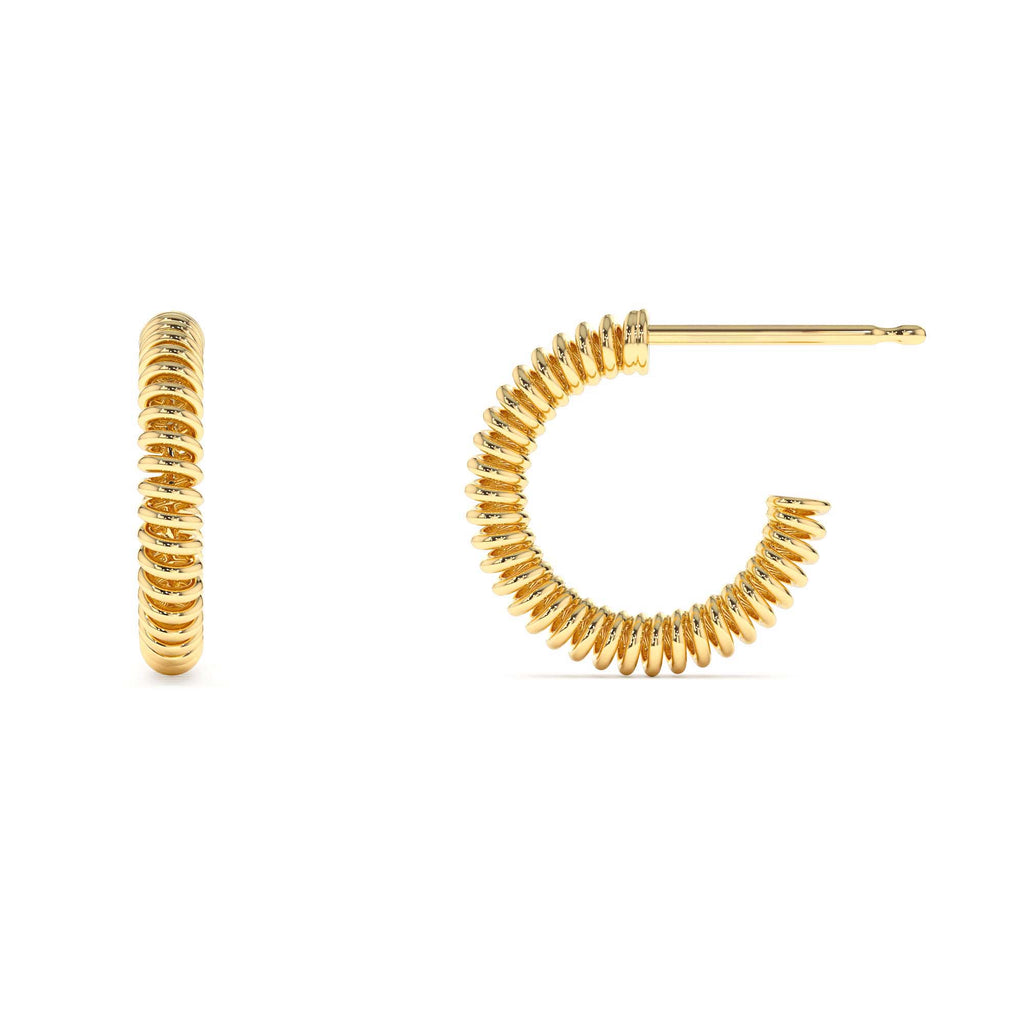 14K Unique Spiral C-Hoop Earring - view 4