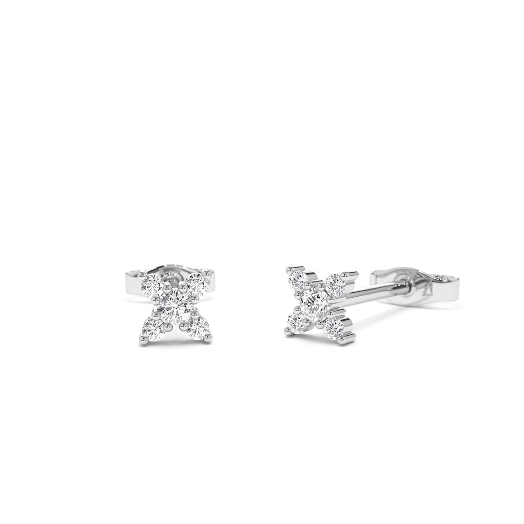 14K Gold Criss Cross X Diamond Earring Studs - view 3