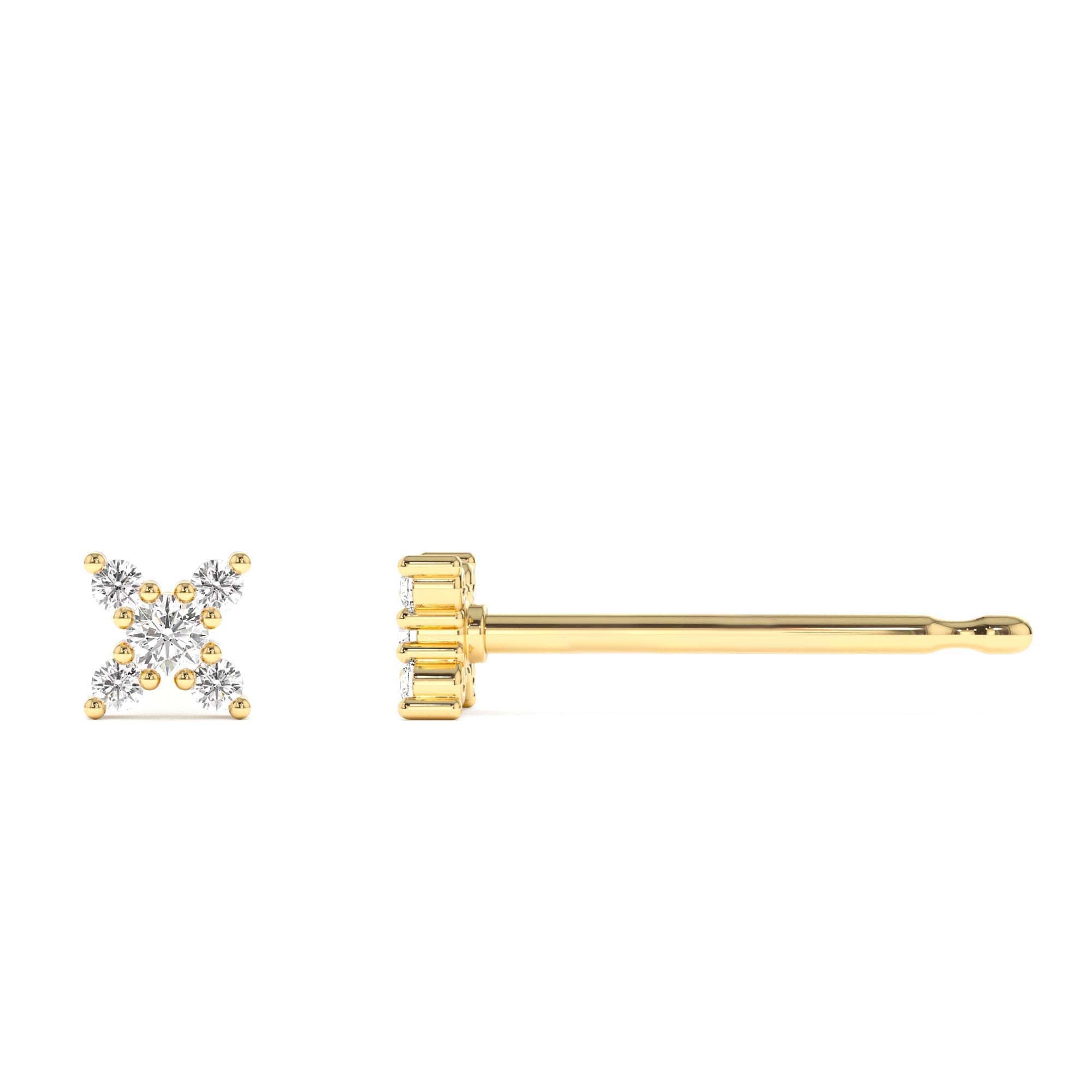 14K Gold Criss Cross X Diamond Earring Studs - view 4