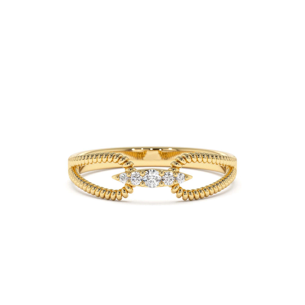 14K Unique Diamond Statement Ring w/ Double Rope Band by Orlina Fine