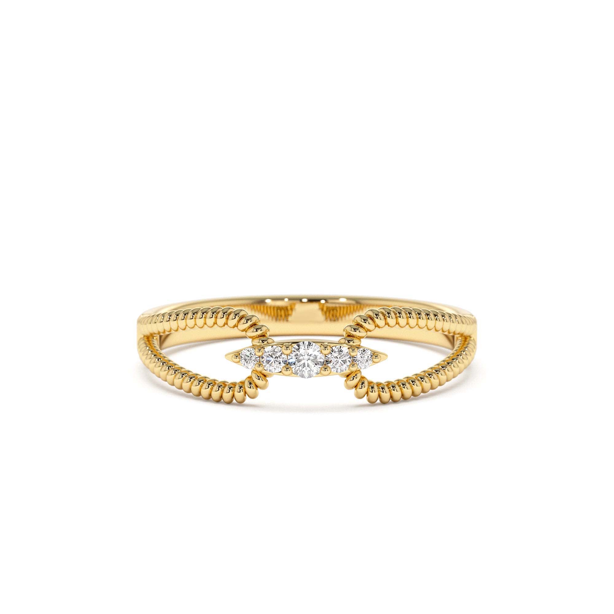 14K Unique Diamond Statement Ring w/ Double Rope Band by Orlina Fine