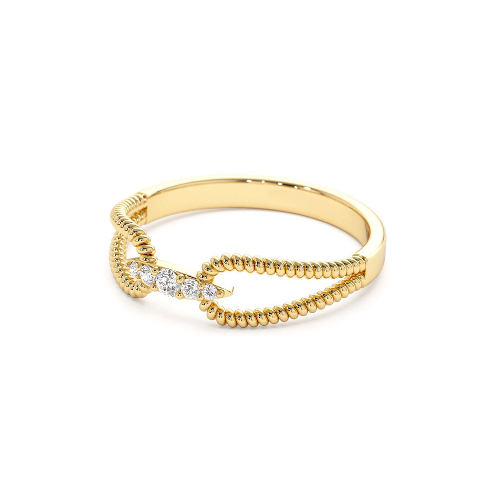 14K Unique Diamond Statement Ring w/ Double Rope Band - view 4