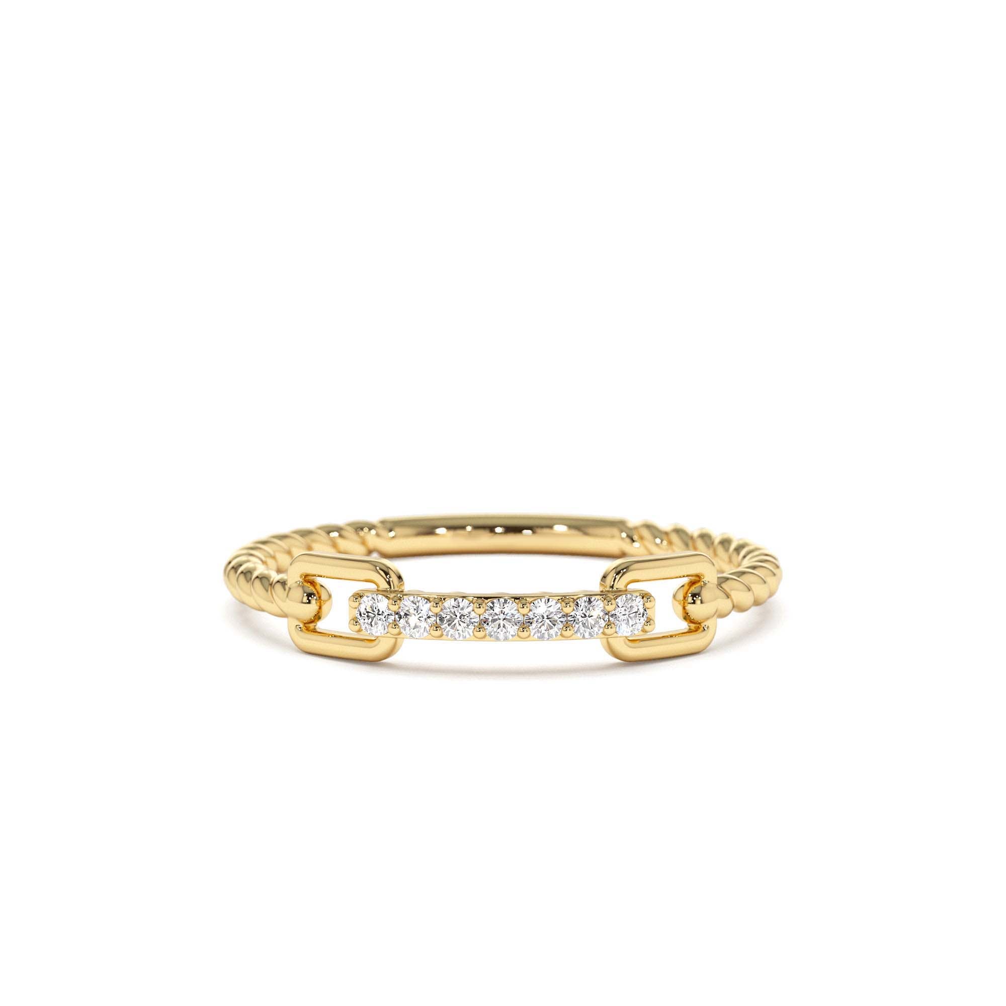14K Braided Stackable Pave Diamond Ring by Orlina Fine