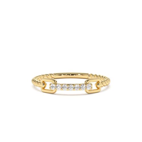 14K Braided Stackable Pave Diamond Ring by Orlina Fine
