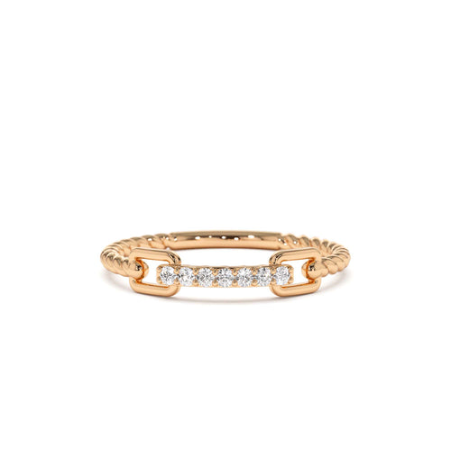 14K Braided Stackable Pave Diamond Ring - view 2