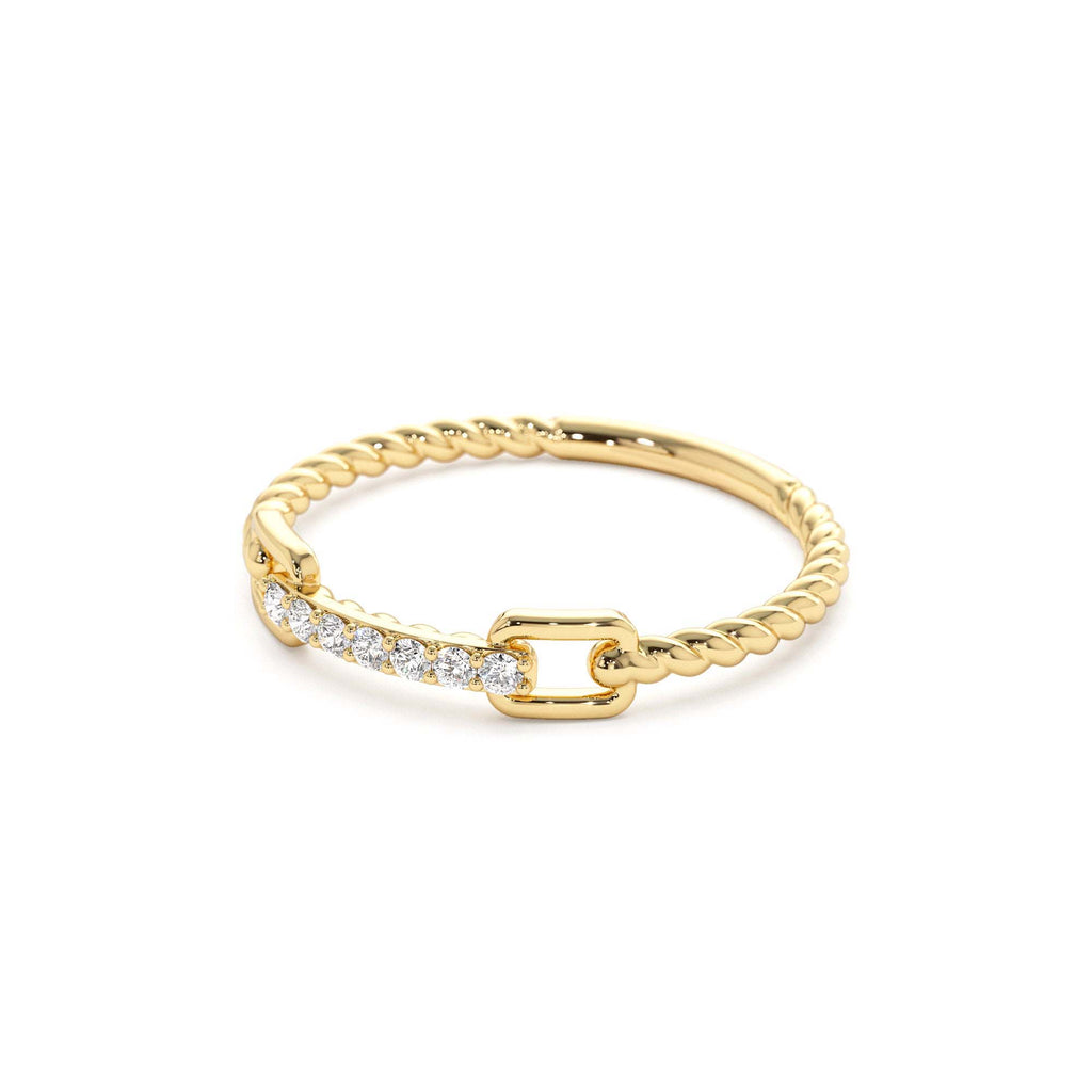 14K Braided Stackable Pave Diamond Ring - view 4
