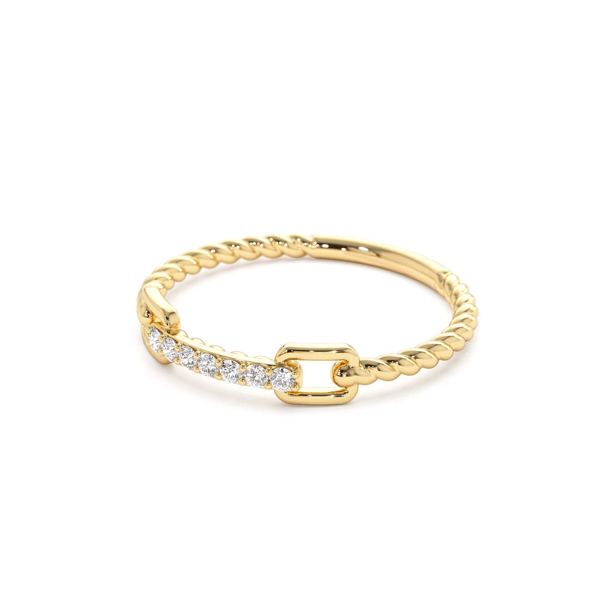 14K Braided Stackable Pave Diamond Ring - view 4
