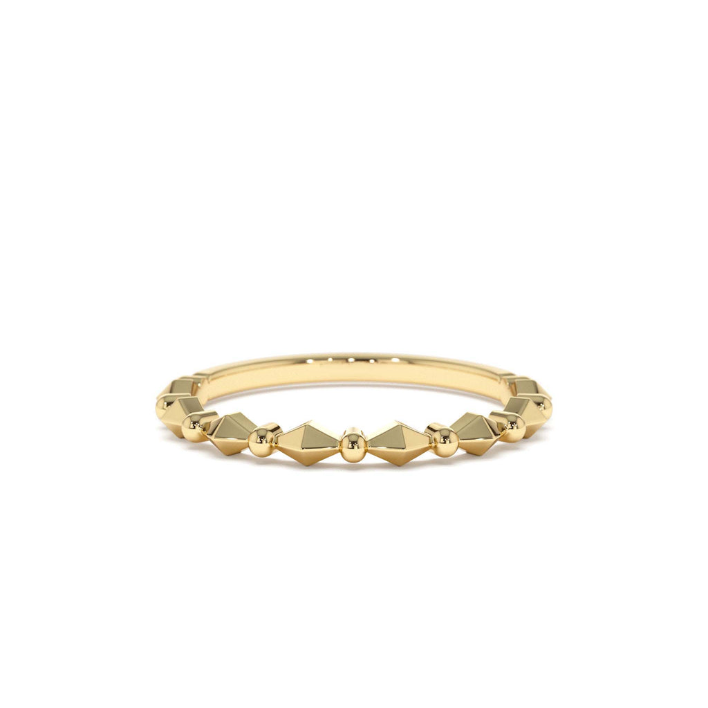 14K Pyramid and Bead Stacking Band by Orlina Fine