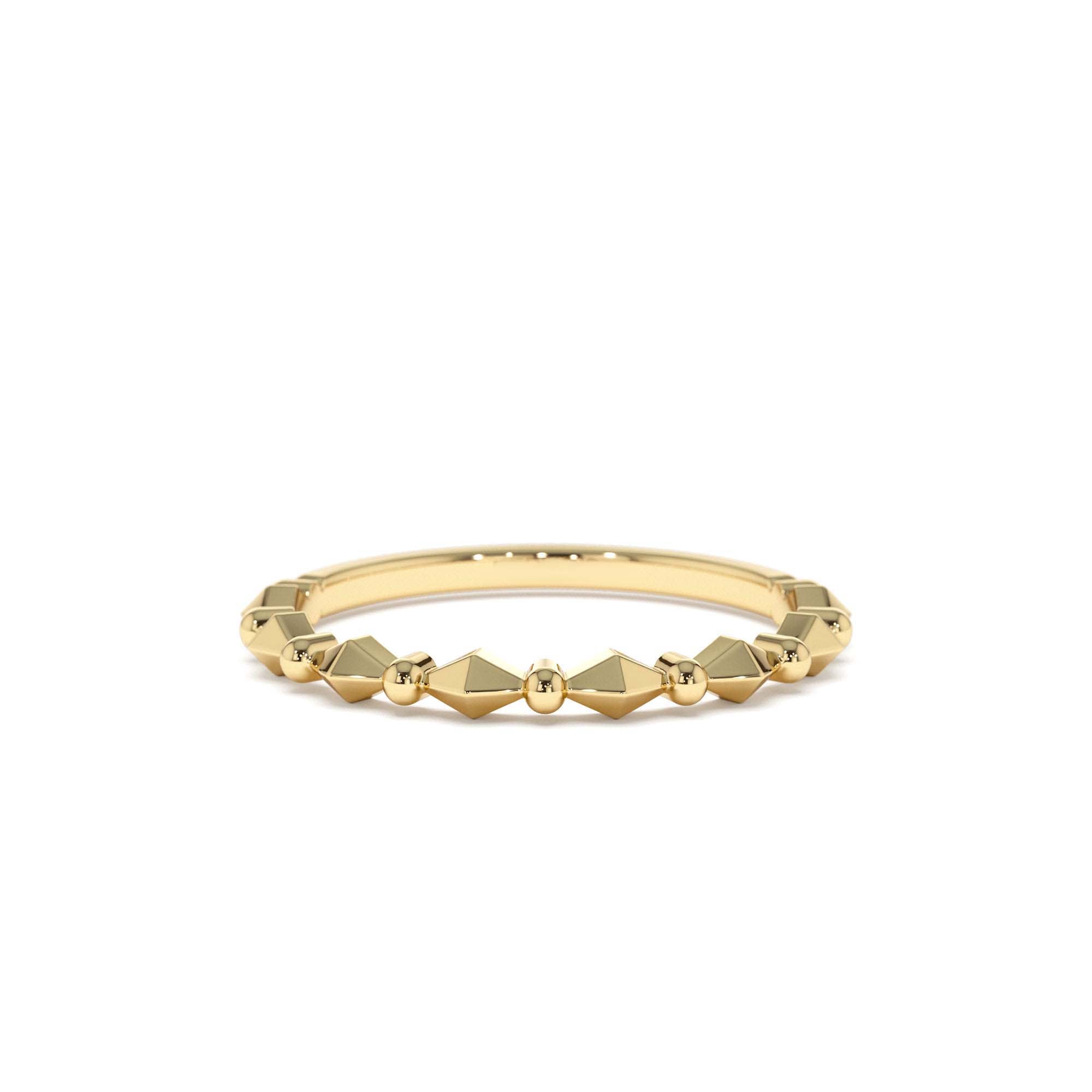 14K Pyramid and Bead Stacking Band by Orlina Fine