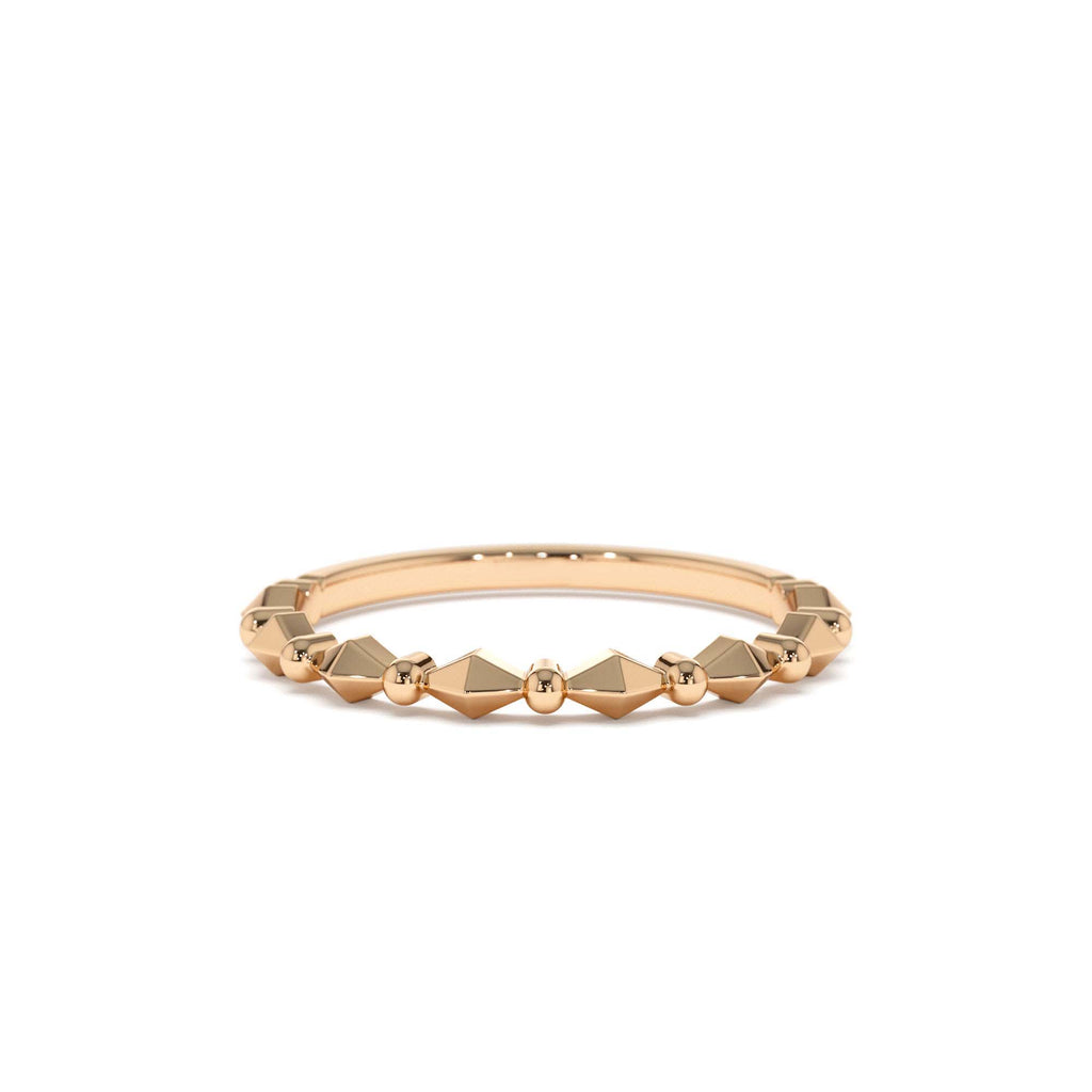 14K Pyramid and Bead Stacking Band - view 2
