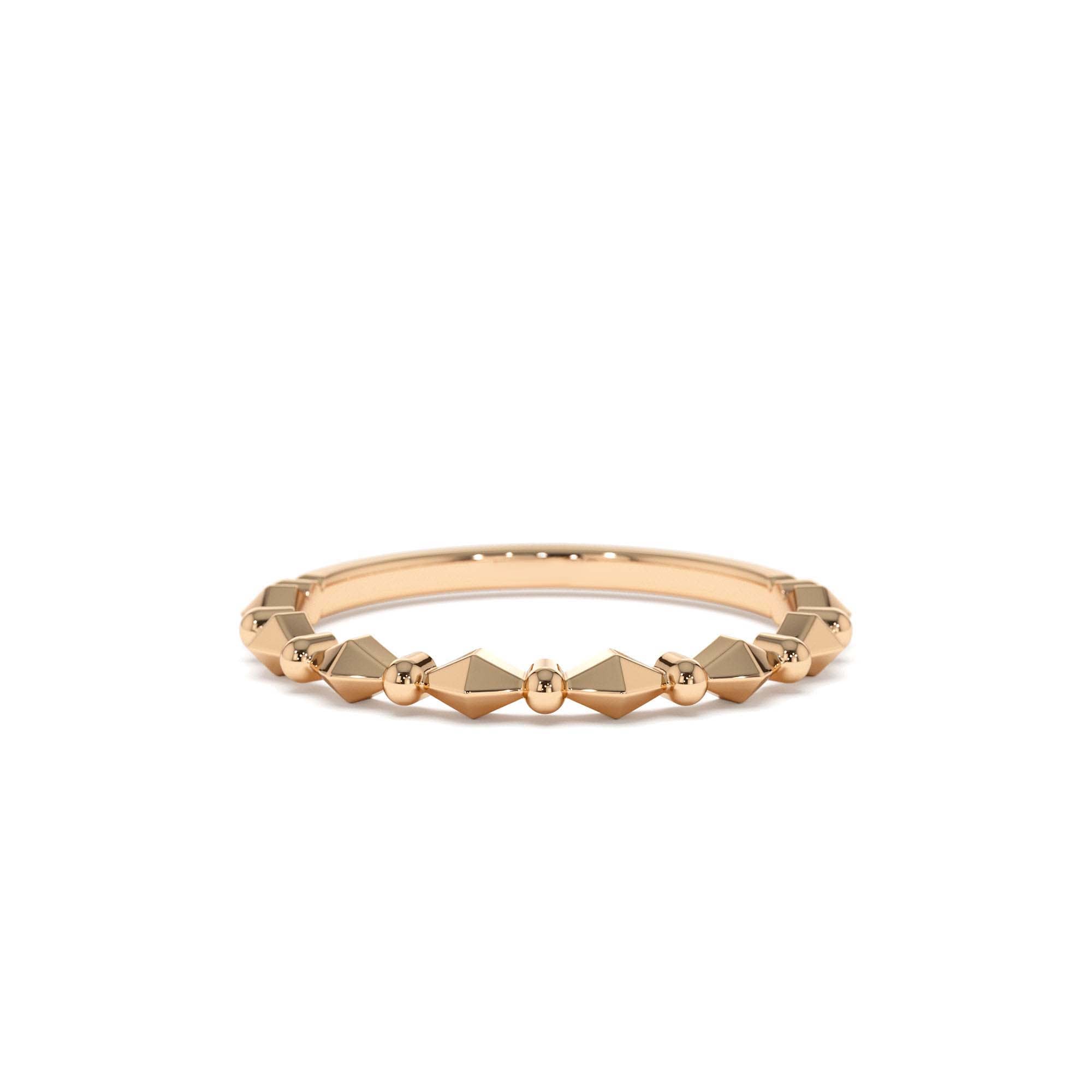 14K Pyramid and Bead Stacking Band - view 2
