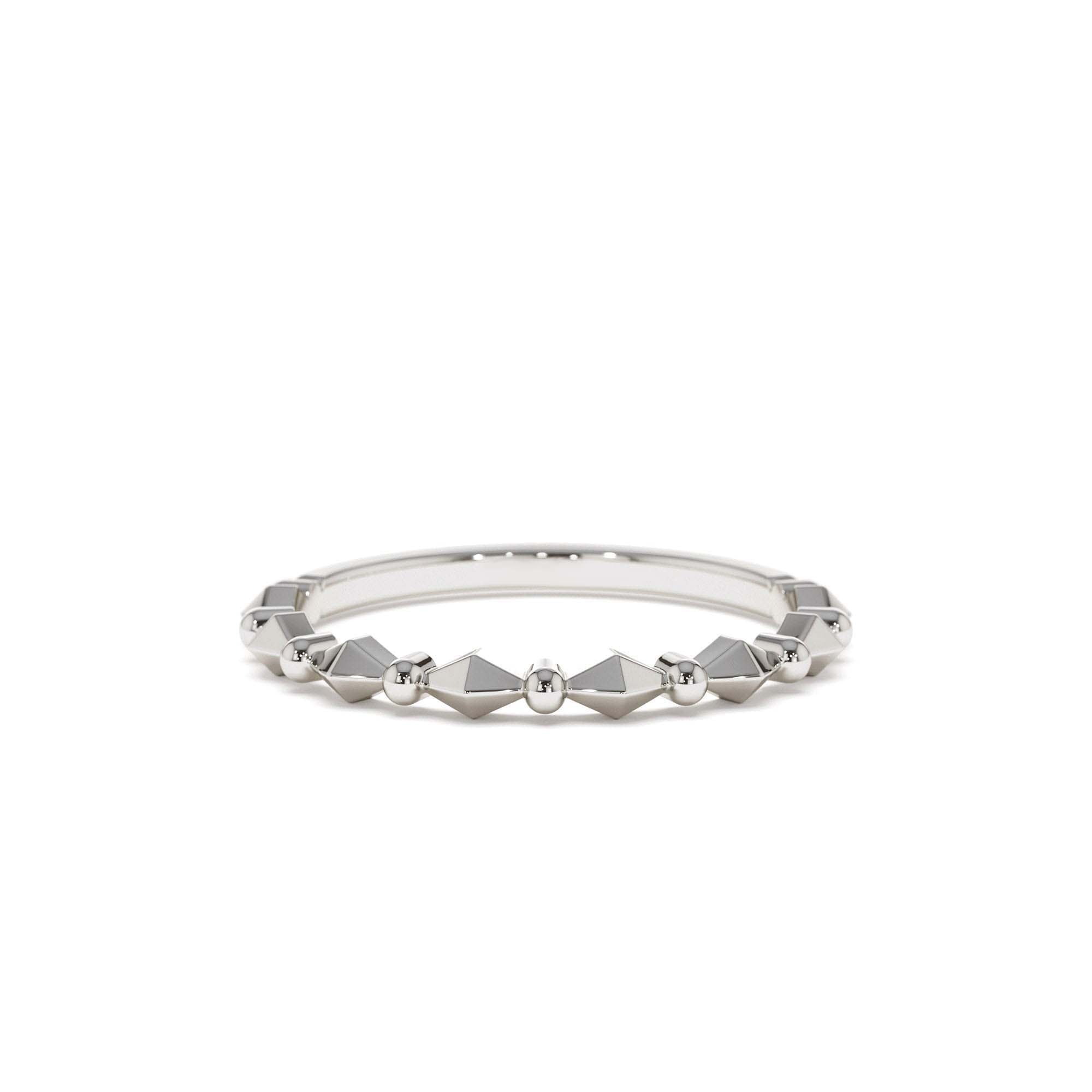 14K Pyramid and Bead Stacking Band - view 3