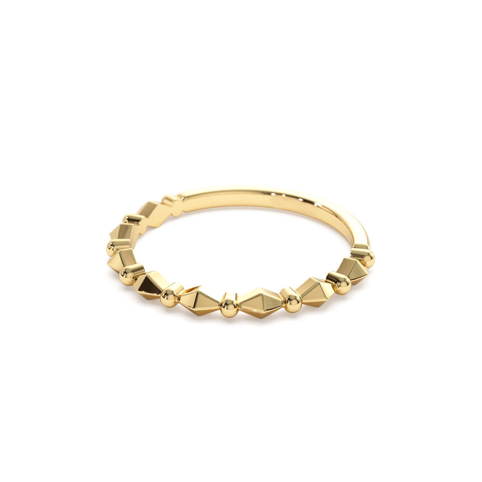 14K Pyramid and Bead Stacking Band - view 4