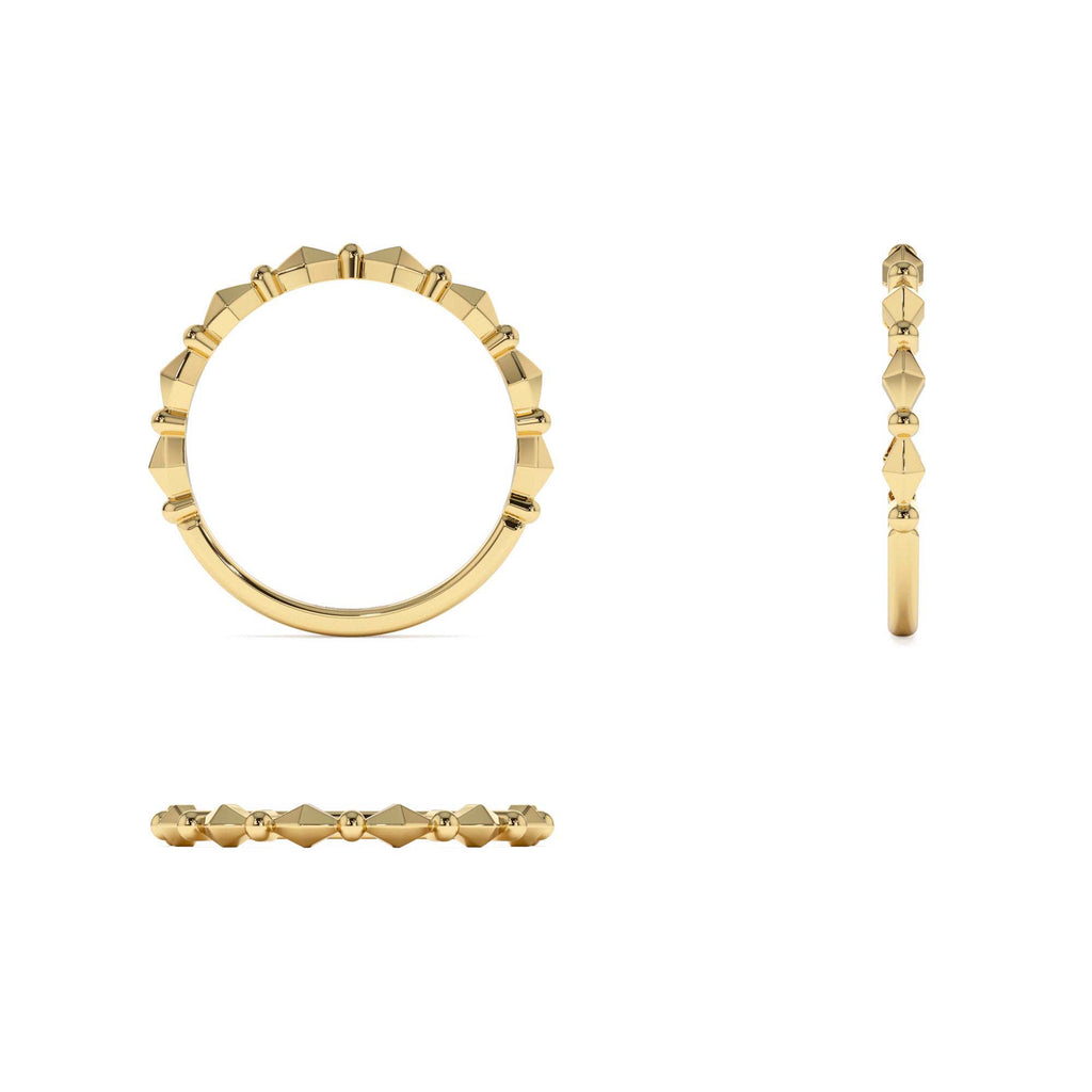 14K Pyramid and Bead Stacking Band - view 5