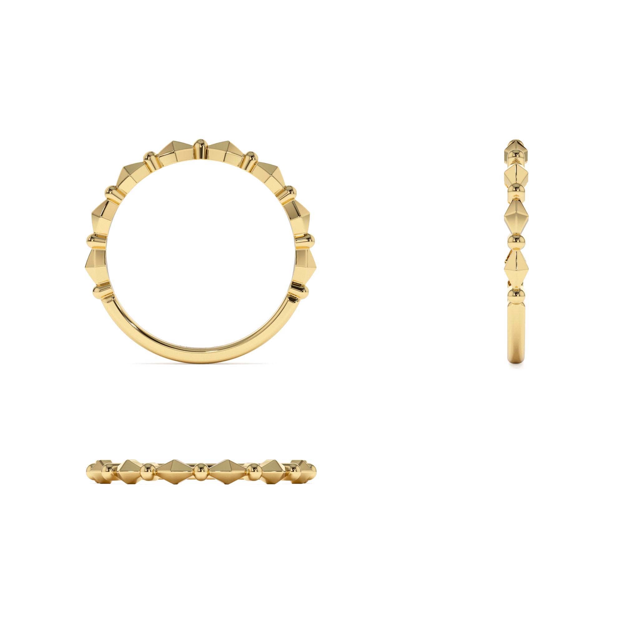 14K Pyramid and Bead Stacking Band - view 5