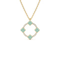 14K Turquoise and Diamond Clover Pendant Necklace by Orlina Fine